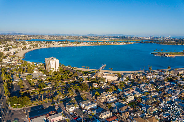 sail bay in mission bay aerial photo completely empty and print available to decorate your home or office