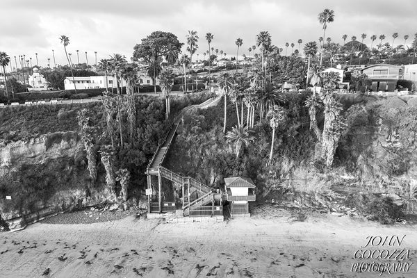 swamis beach famous staircase in encinitas empty during coronavirus pandemic aerial photography